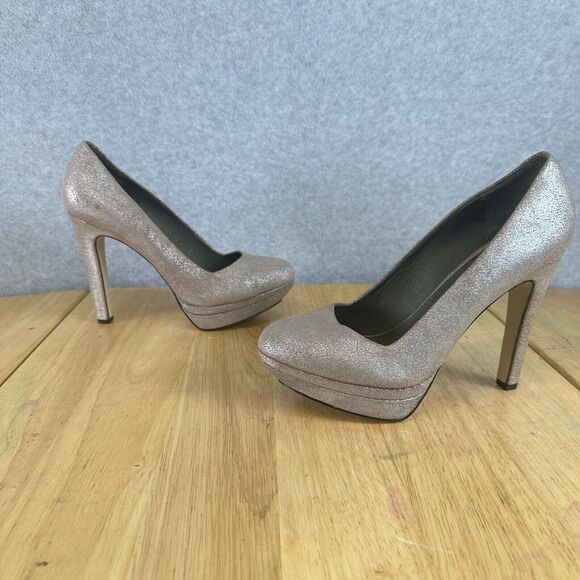 DIESEL Womens High Heels Sparkle Metallic Pink Slip On Career Pump Shoes US 7 38 - Picture 2 of 13